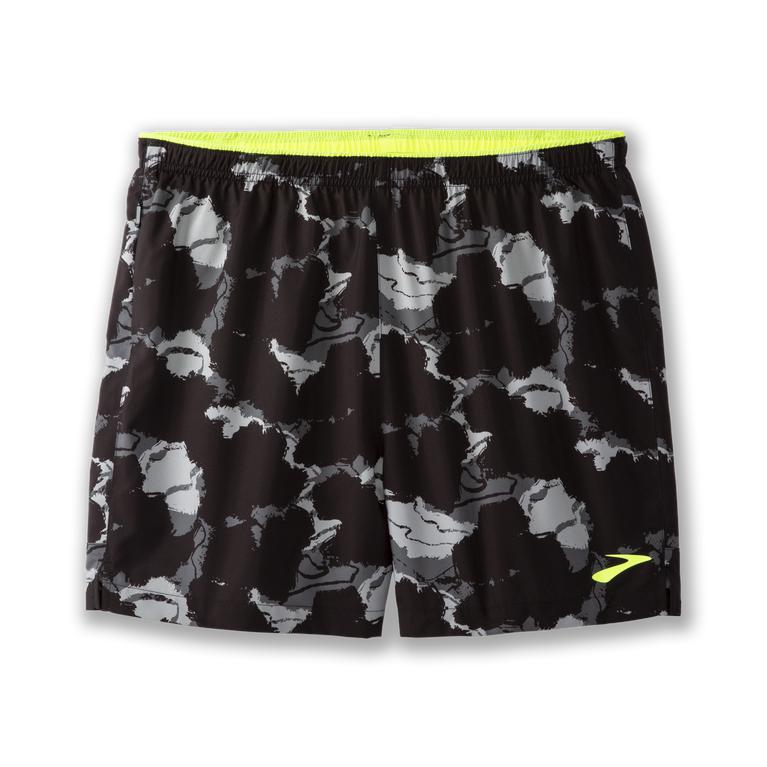 Brooks Go-To 5 - Mens Running Shorts - Black/Concrete Camo (61052ZVIK)